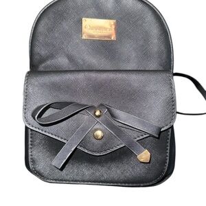 Black Leather Backpack with Bow by Unknown Brand